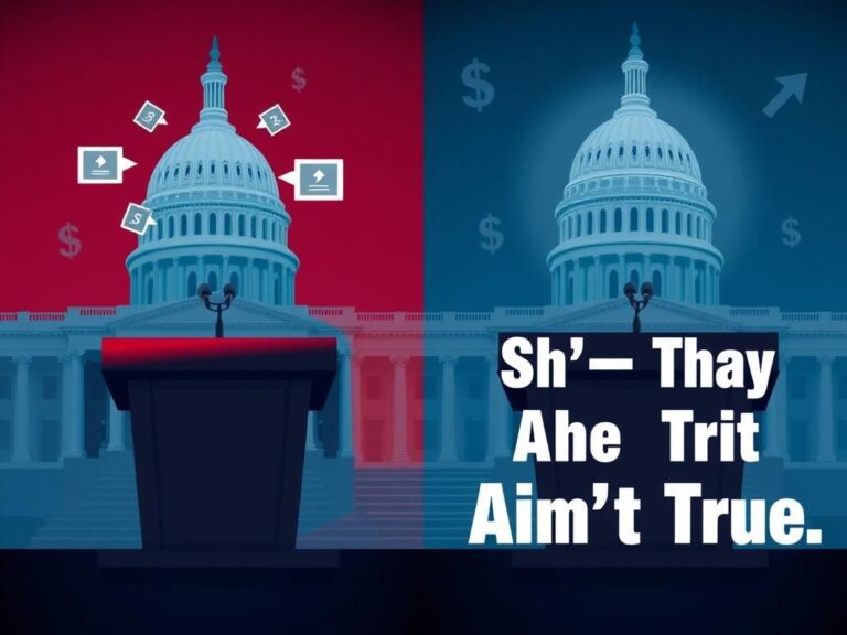 Flick International A split-screen image showing two identical empty podiums representing Senate Democrats against a stylized United States Congress backdrop.