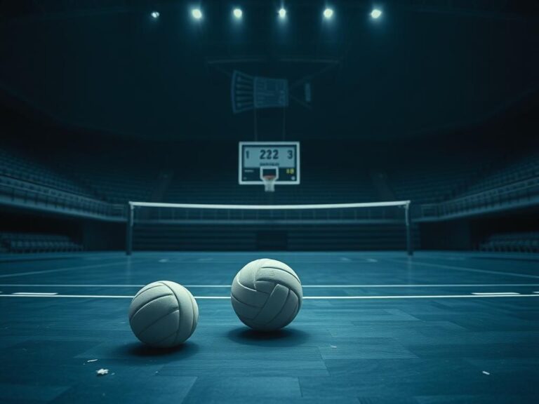 Flick International A scuffed volleyball on an empty court symbolizes the impact of injury in sports debates.