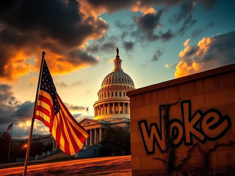 Flick International A dramatic image of the U.S. Capitol building at twilight with an American flag and storm clouds