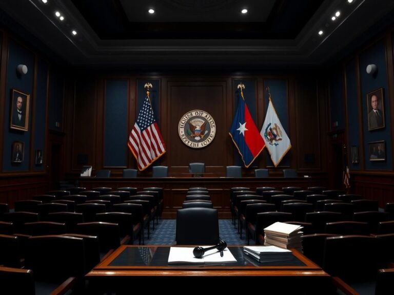 Flick International Congressional hearing room with empty witness stand and chairs awaiting mayors' testimony