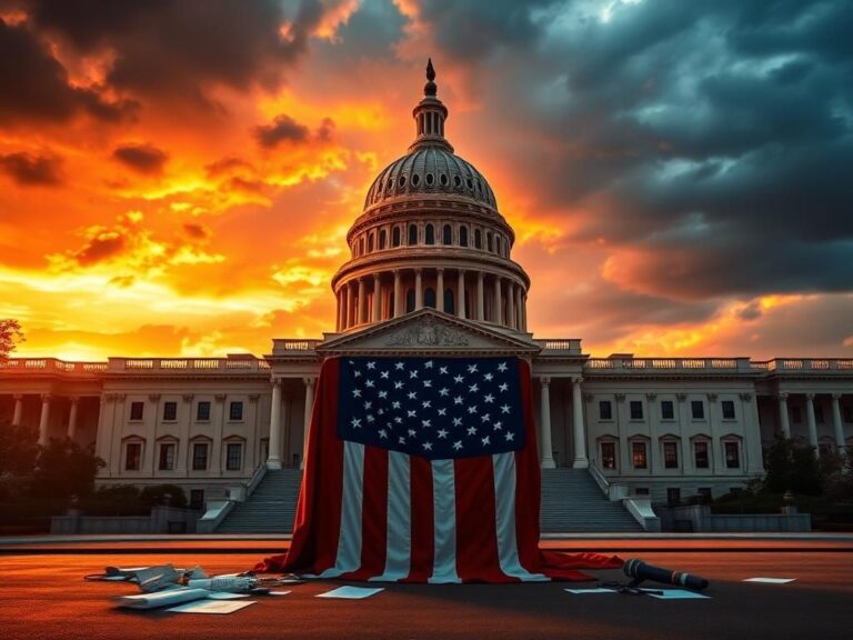 Flick International U.S. Capitol building at sunset with an empty podium and speech notes