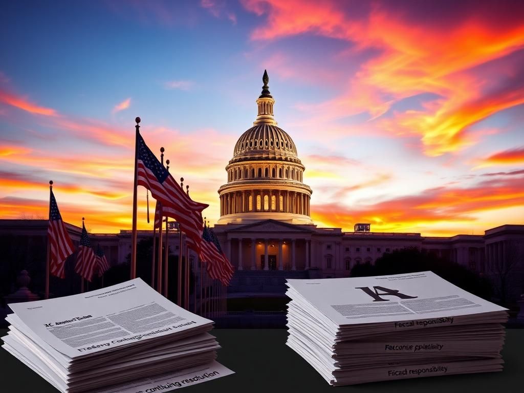 Flick International A stunning view of the U.S. Capitol building at dusk with flags waving in the foreground