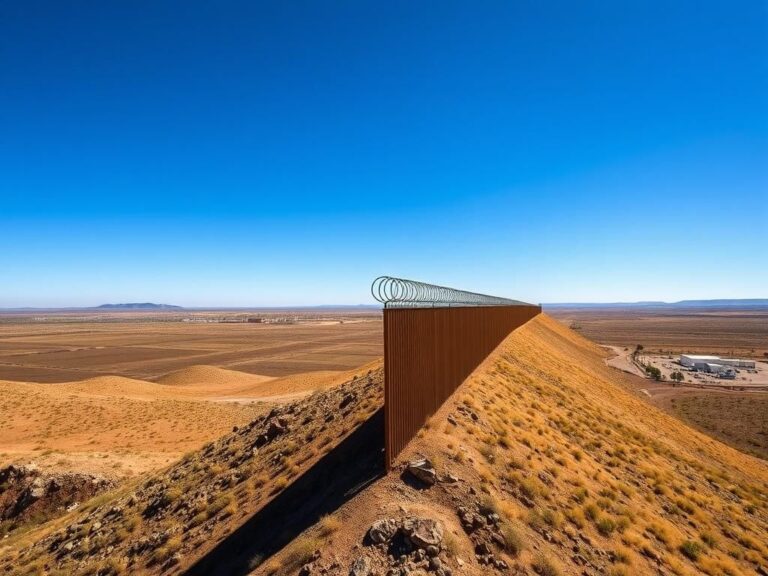 Flick International Aerial view of the U.S.-Mexico border showcasing a newly constructed border wall in Texas