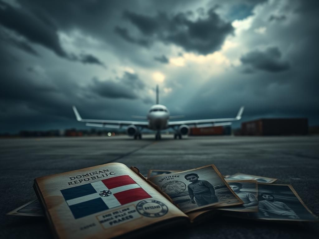 Flick International Dimly lit airport scene with empty aircraft awaiting under stormy sky