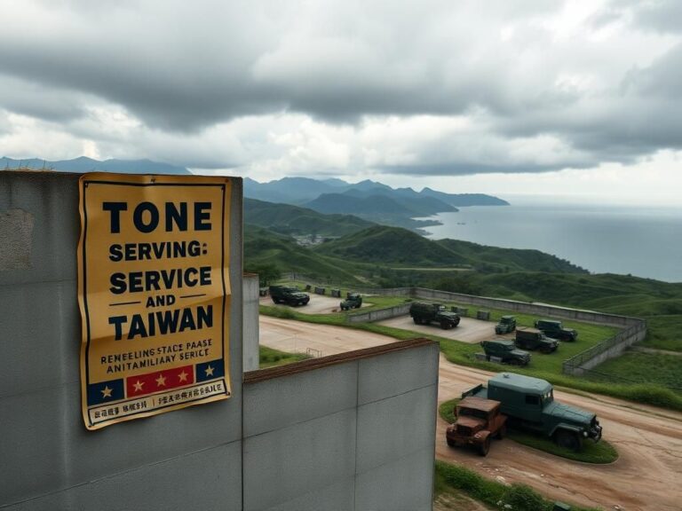 Flick International Abandoned military training facility in Taiwan with faded recruitment poster