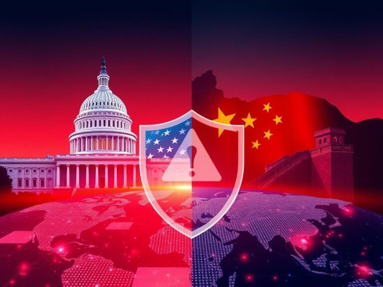 Flick International Digital illustration depicting the U.S. Capitol juxtaposed with the Great Wall of China, symbolizing government and surveillance concerns