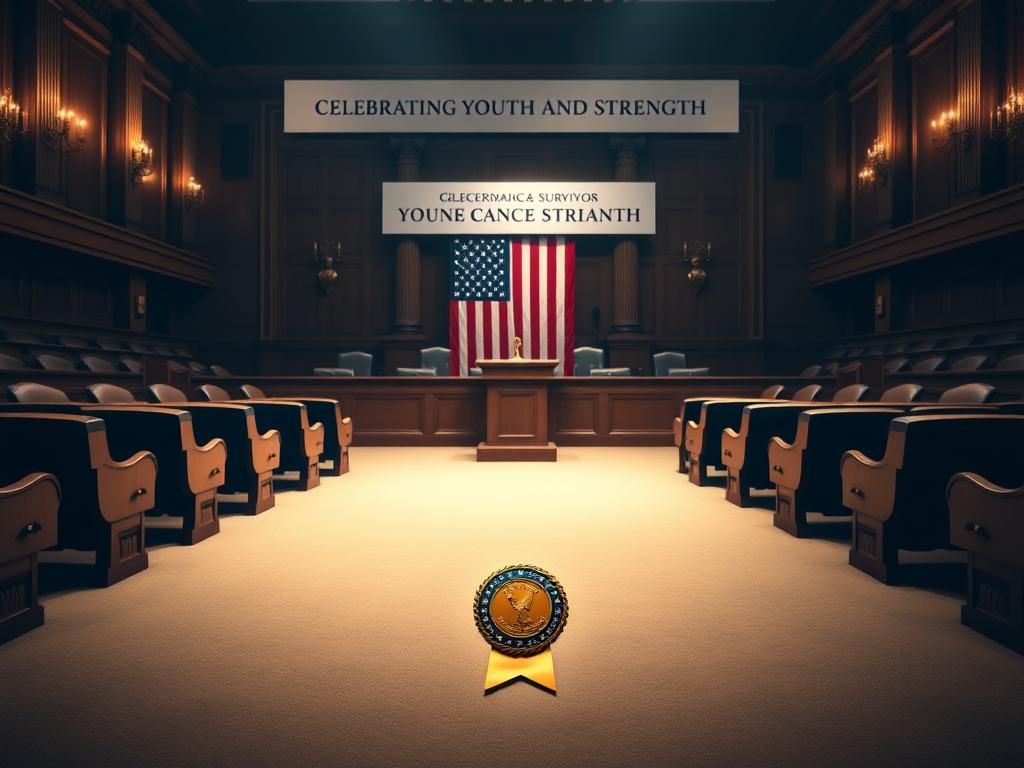 Flick International A poignant scene in an empty legislative chamber with a spotlight on a podium