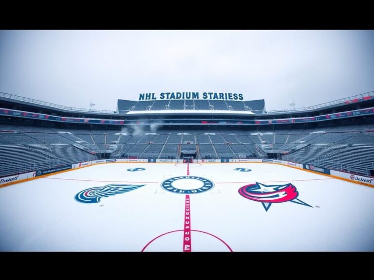 Flick International Wide-angle view of Ohio Stadium with an ice rink for NHL Stadium Series