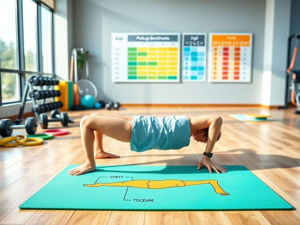 Flick International A vibrant gym scene showcasing a push-up graphic on an exercise mat