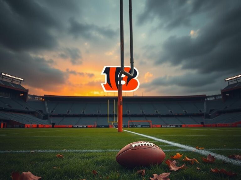 Flick International Cincinnati Bengals stadium under a cloudy sky with a weathered goalpost