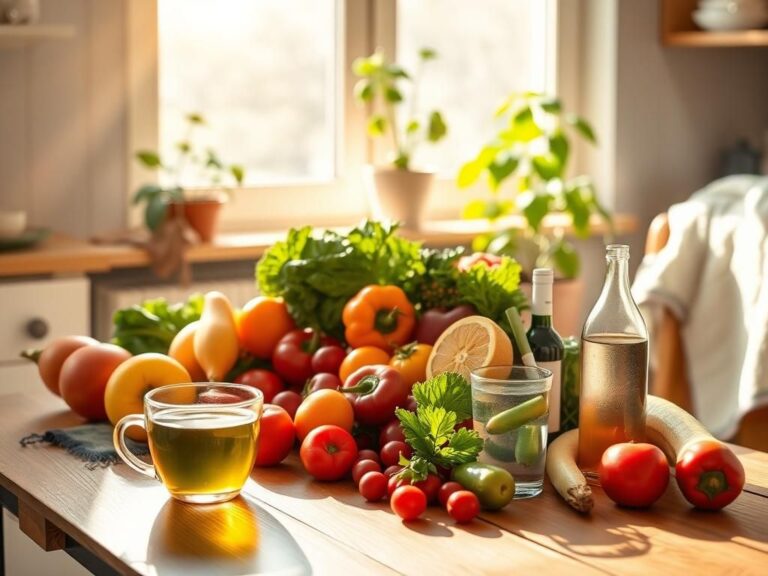 Flick International A serene kitchen scene with fresh fruits and vegetables promoting a healthy lifestyle