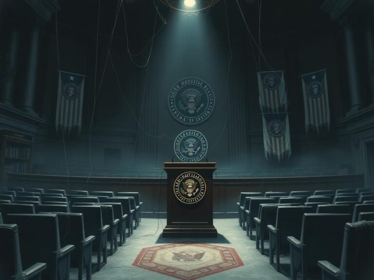 Flick International A dark and eerie House chamber depicting political decay