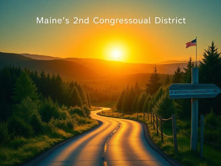 Flick International Winding rural road through Maine's 2nd Congressional District at sunrise