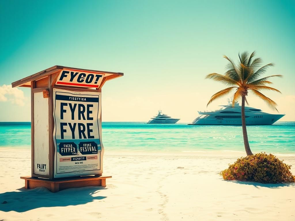 Flick International Empty ticket booth for Fyre Festival 2 on a deserted beach in Isla Mujeres