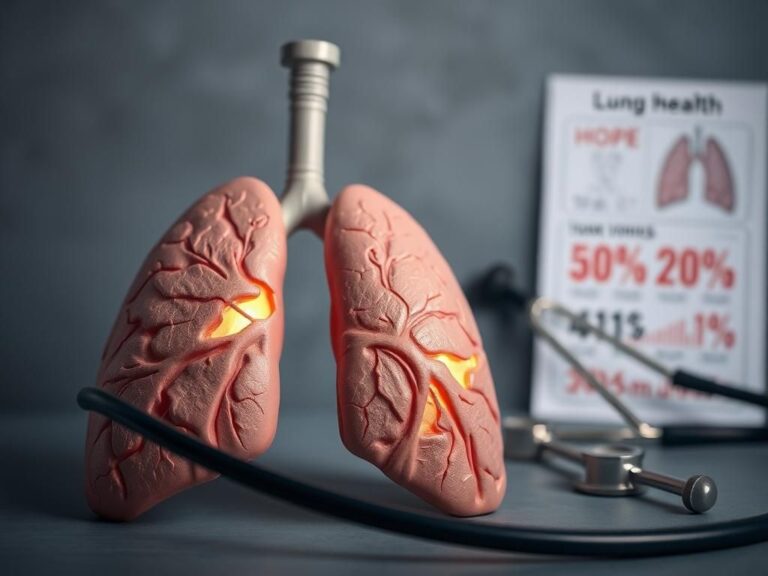 Flick International Close-up of a textured lung model showcasing lung scarring and fibrosis