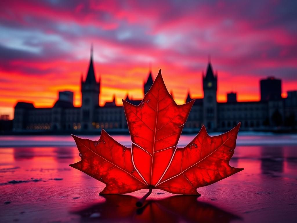 Flick International Dramatic Canadian skyline at dusk with Parliament buildings