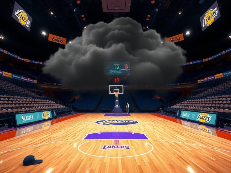 Flick International Tense basketball court atmosphere captured during a Lakers game against the Thunder