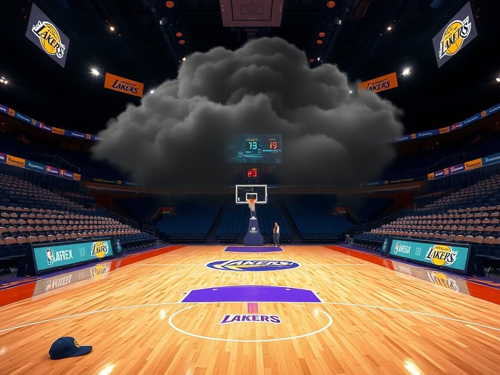 Flick International Tense basketball court atmosphere captured during a Lakers game against the Thunder