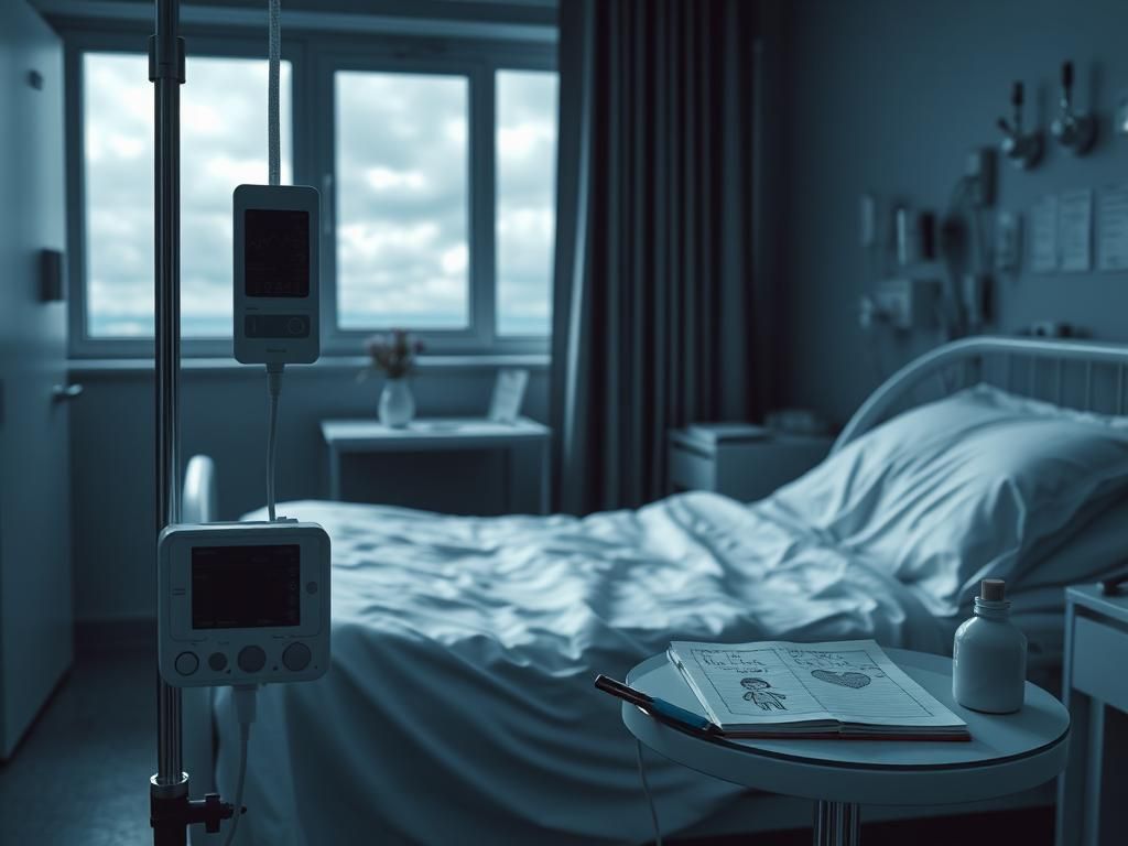 Flick International A sterile hospital emergency room scene with medical equipment and a hospital bed