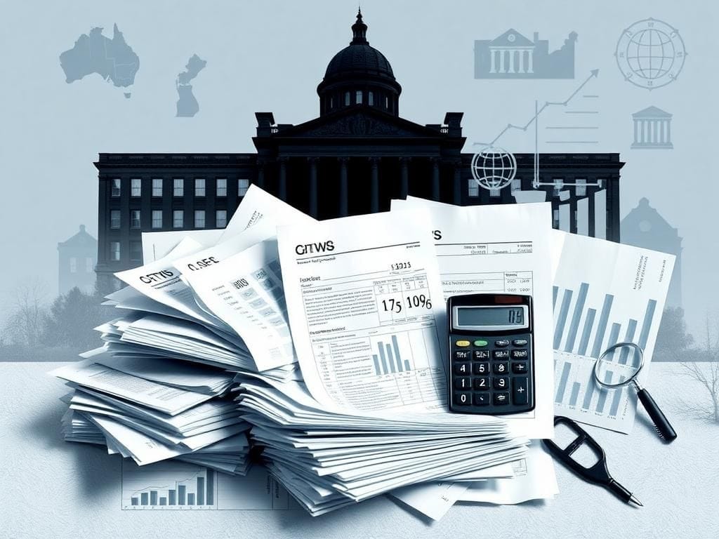 Flick International Abstract representation of fiscal accountability with documents and charts on DEI spending