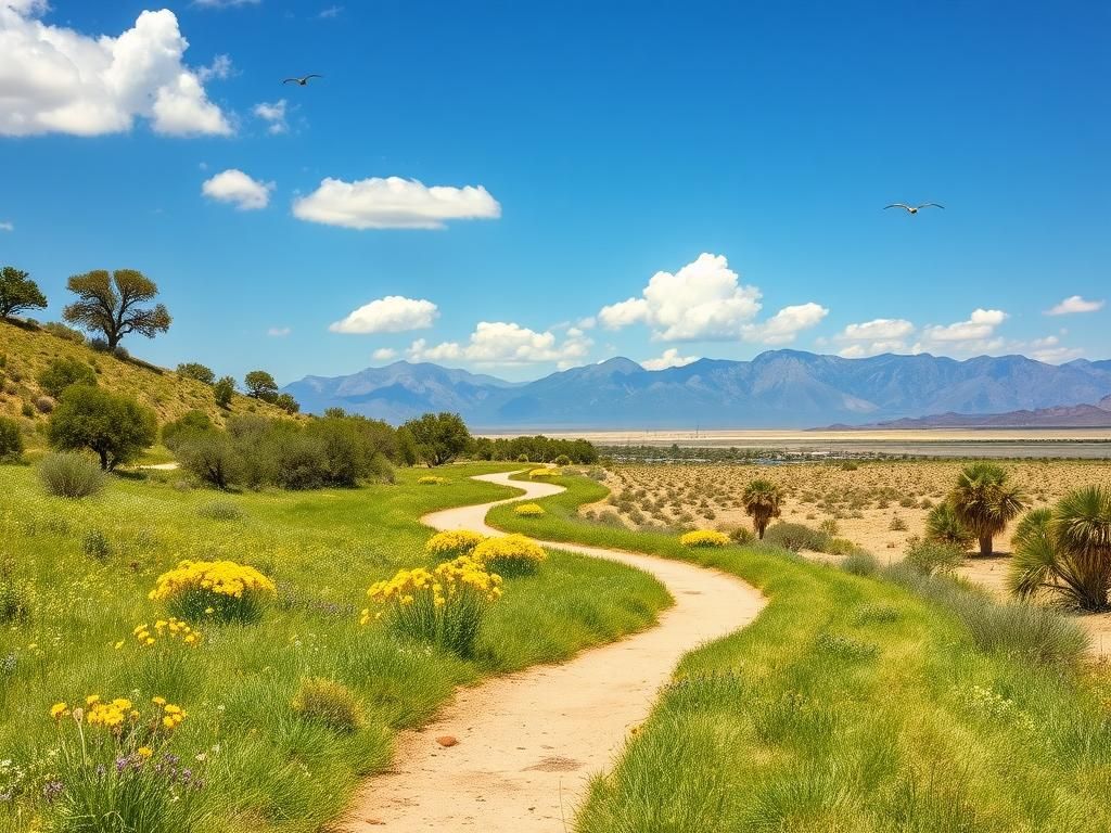 Flick International Serene landscape with a winding path symbolizing a 3,000-mile journey for Alzheimer's awareness
