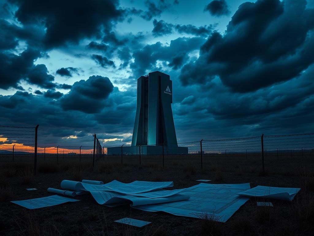 Flick International Technologically advanced missile silo under a moody twilight sky