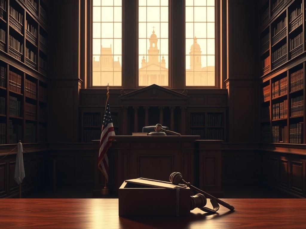 Flick International A solemn U.S. Supreme Court interior showcasing a wooden bench and gavel