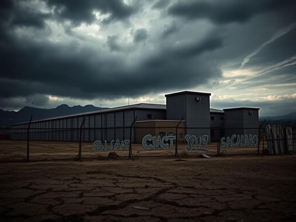 Flick International Stark prison environment in El Salvador showcasing the exterior of the megaprison CECOT