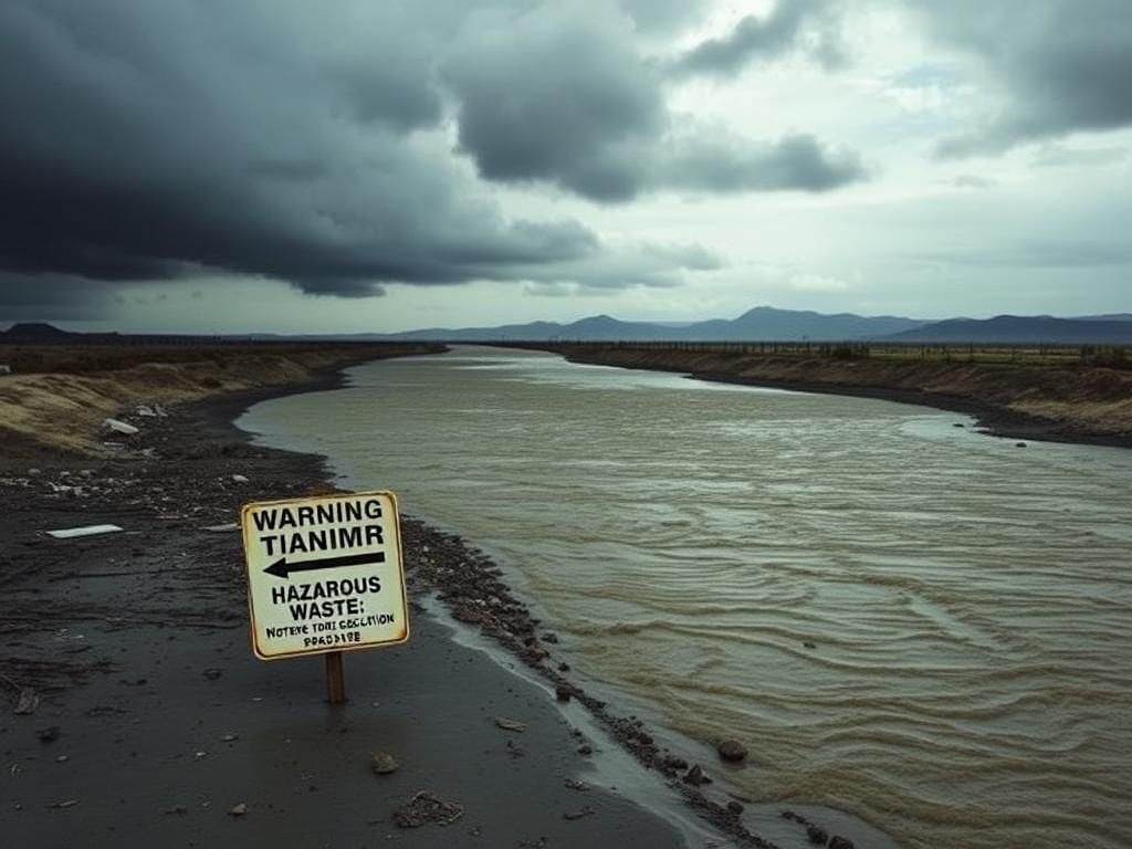 Flick International Polluted Tijuana River flowing with sewage and debris