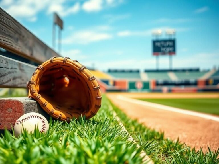 Flick International Close-up of a baseball glove and ball on a weathered bench