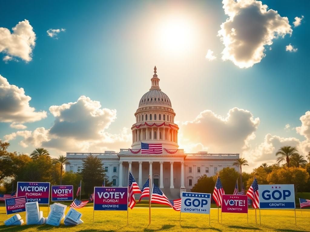 Flick International Stylized representation of the Capitol building in Florida celebrating Republican victories
