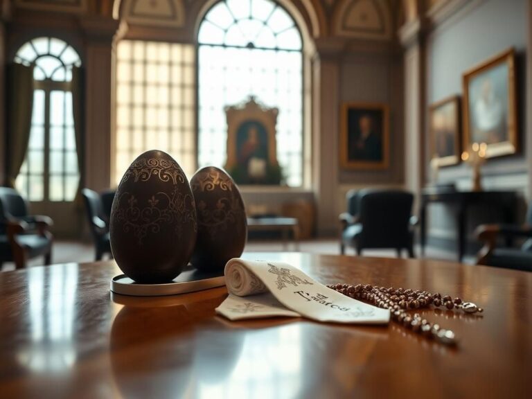 Flick International Serene interior of the Domus Santa Marta reception room with ornate Easter decorations