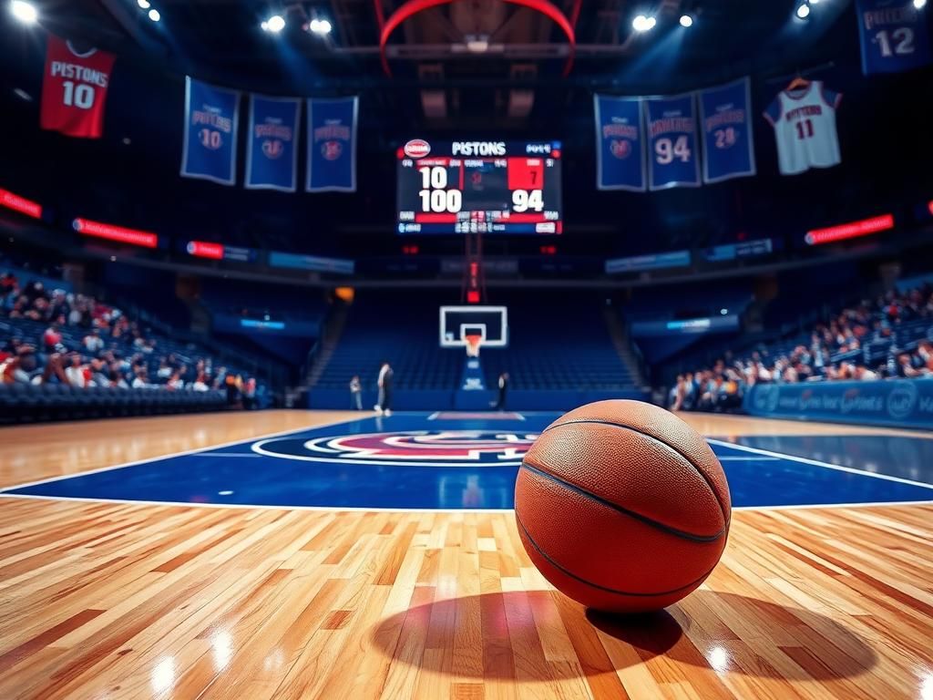 Flick International Dramatic moment of victory on a basketball court during Detroit Pistons playoff game