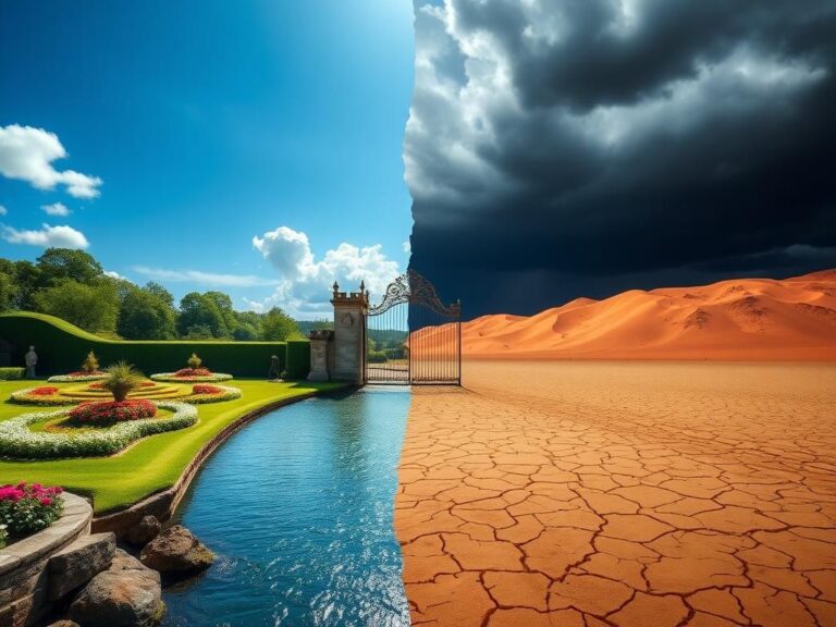Flick International A split landscape symbolizing the royal rift between Prince William and the Sussexes, divided by a shimmering river.