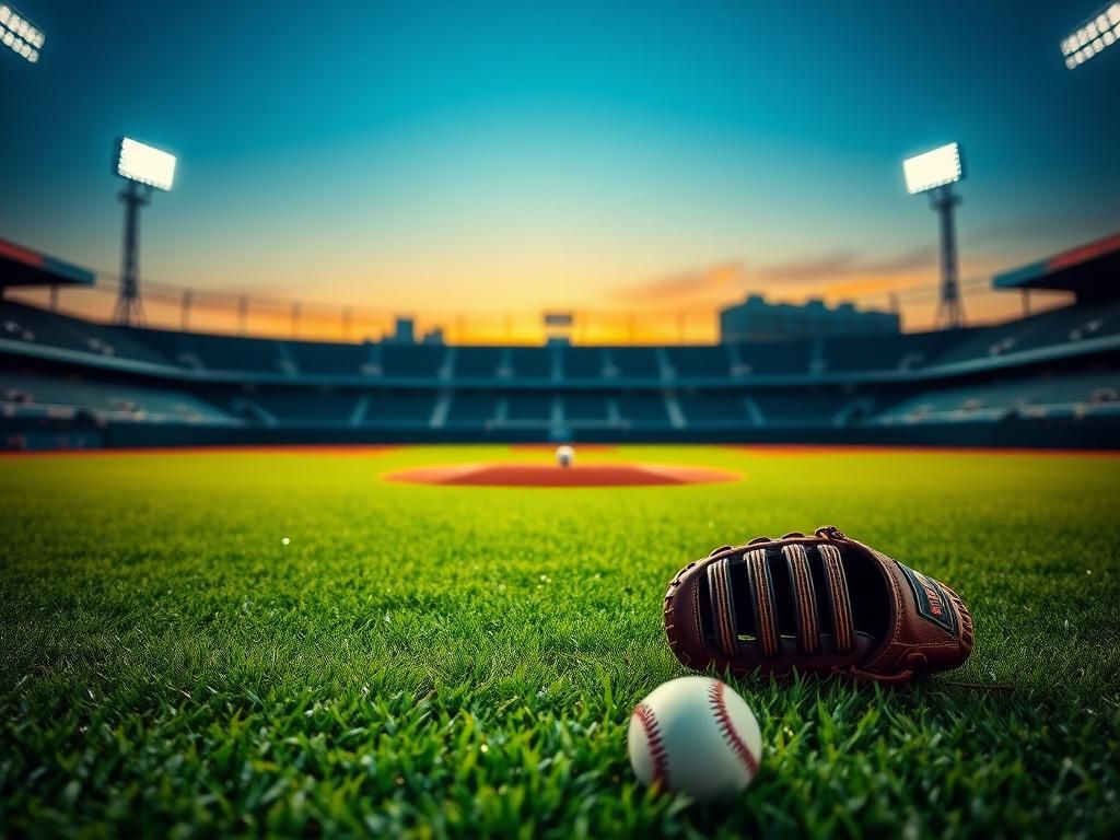Flick International A vibrant baseball field with a pristine mound and lush green grass under stadium lights