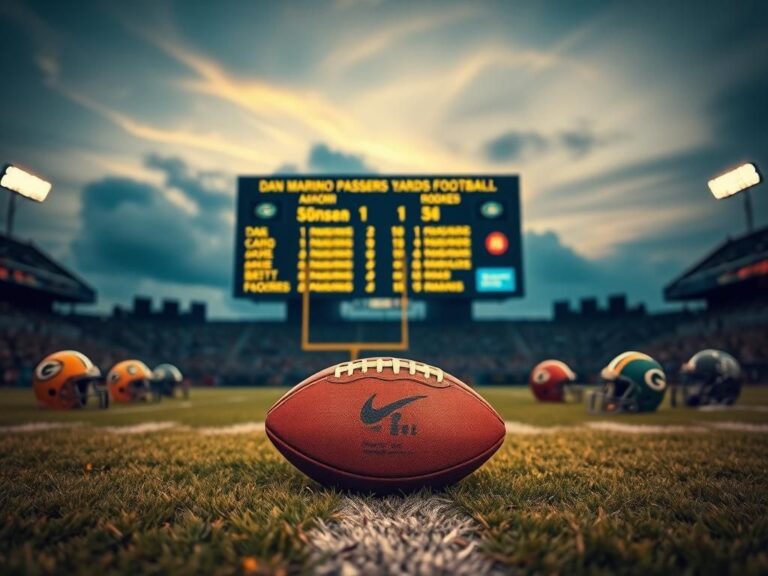 Flick International Vintage leather football on the 50-yard line of a dramatic football field at dusk
