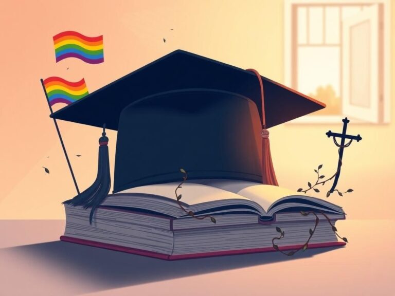 Flick International High school graduation cap on closed textbook symbolizing education and personal beliefs