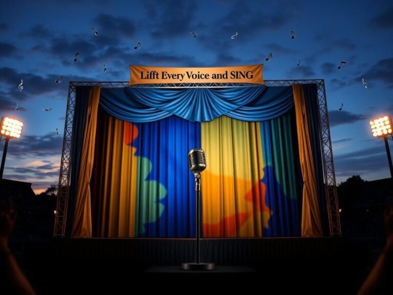 Flick International dramatic stage set for the Black national anthem performance at NFL Draft