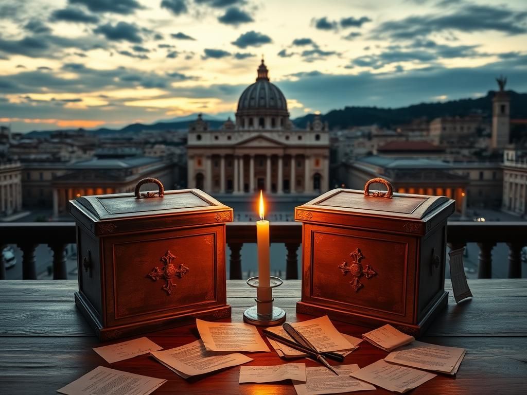 Flick International Panoramic view of Vatican City with St. Peter's Basilica at dusk