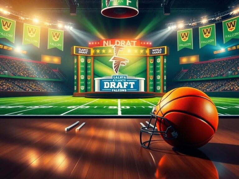 Flick International A vibrant representation of the NFL Draft showcasing a football field and basketball court