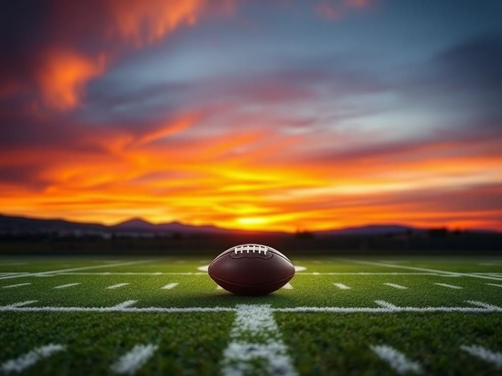 Flick International Dramatic sunrise over a football field symbolizing hope and new beginnings