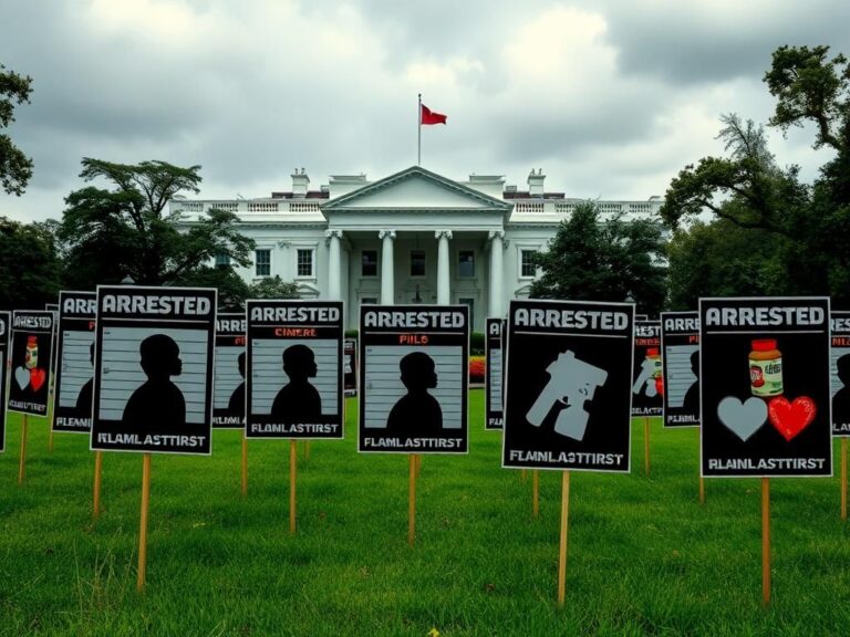 Flick International White House lawn displaying signs about illegal immigrant crime