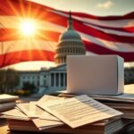 Flick International Symbolic representation of the U.S. Capitol with a ballot box and voting documents