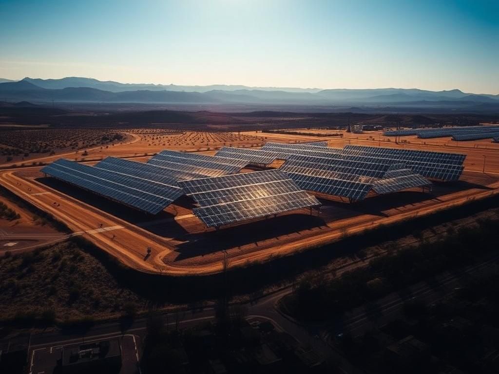 Flick International Aerial view of a damaged solar power plant in southwestern Spain