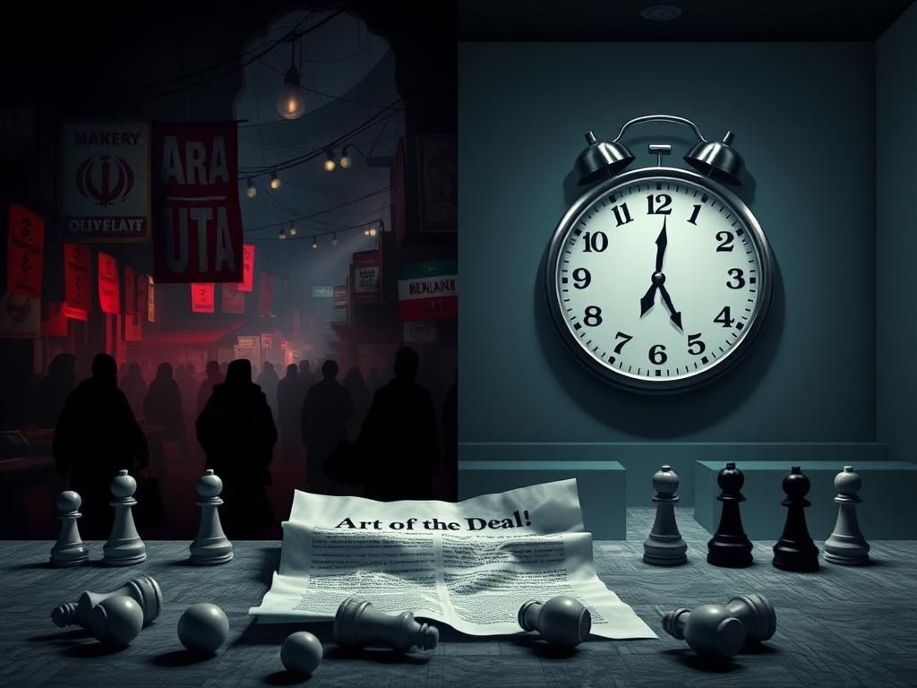 Flick International A split scene depicting contrasting environments in U.S.-Iran nuclear negotiations
