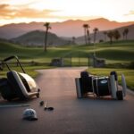 Flick International Abandoned golf cart on a serene golf course after a crash