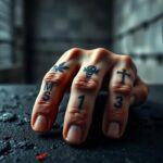 Flick International Close-up of a weathered hand with MS-13 tattoos resting on a dark surface