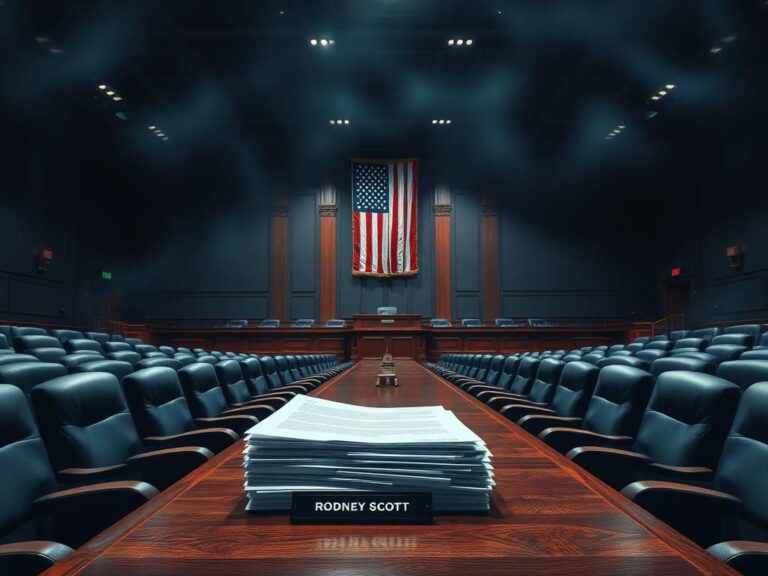Flick International Dramatic Senate Finance Committee hearing room setting