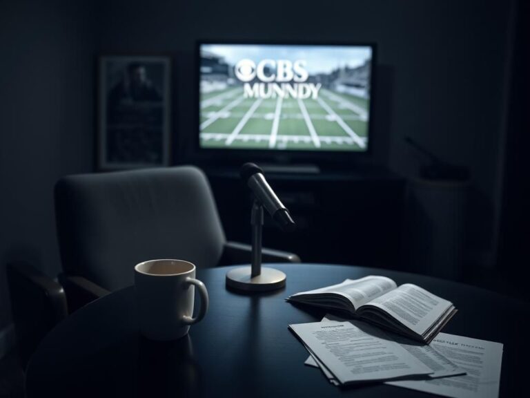 Flick International Dimly-lit interview set with an empty chair and microphone, evoking tension
