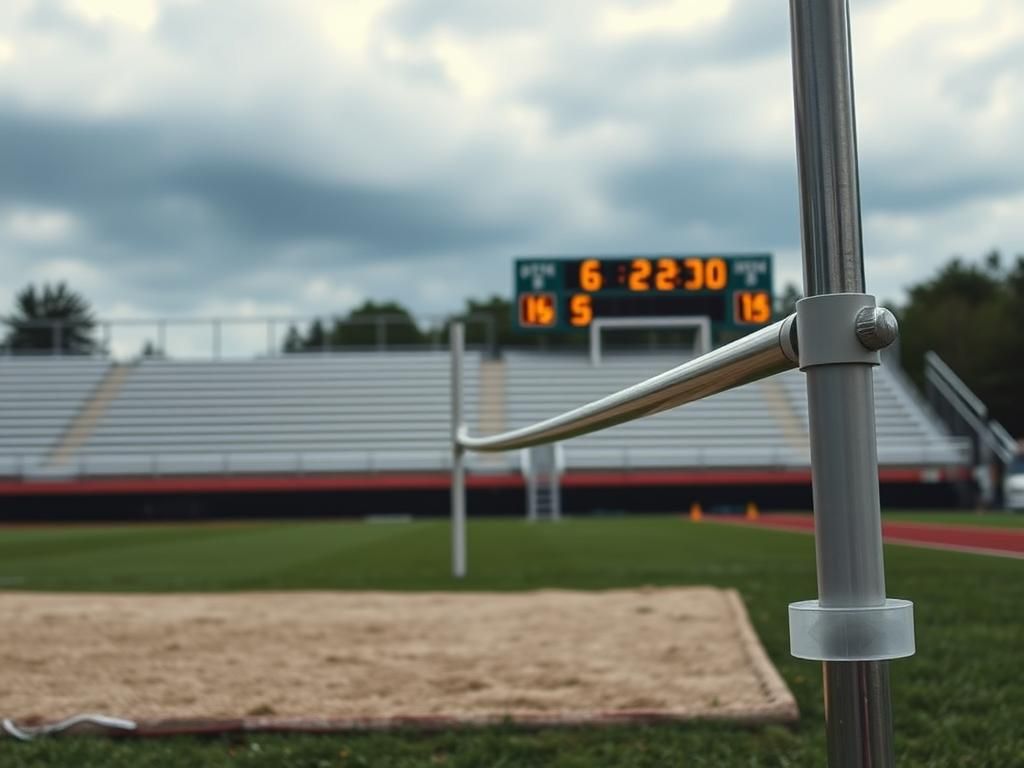 Flick International High school pole vault setup in Maine with vibrant colors